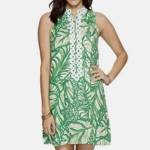 LILLY PULITZER Jane Shift Dress Womens 6 Toucan Green Coco Loca Leaf Print